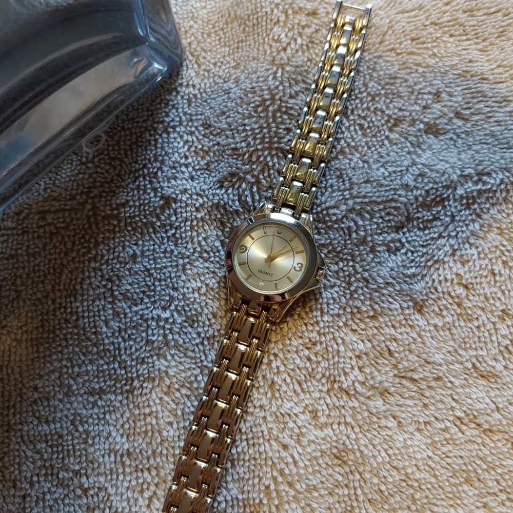 Gold tone watch